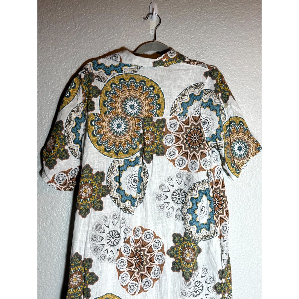 Cristina Vergani Shirt Dress Womens Medium Multicolor‎ Medallion Print Side Slit - Picture 12 of 16